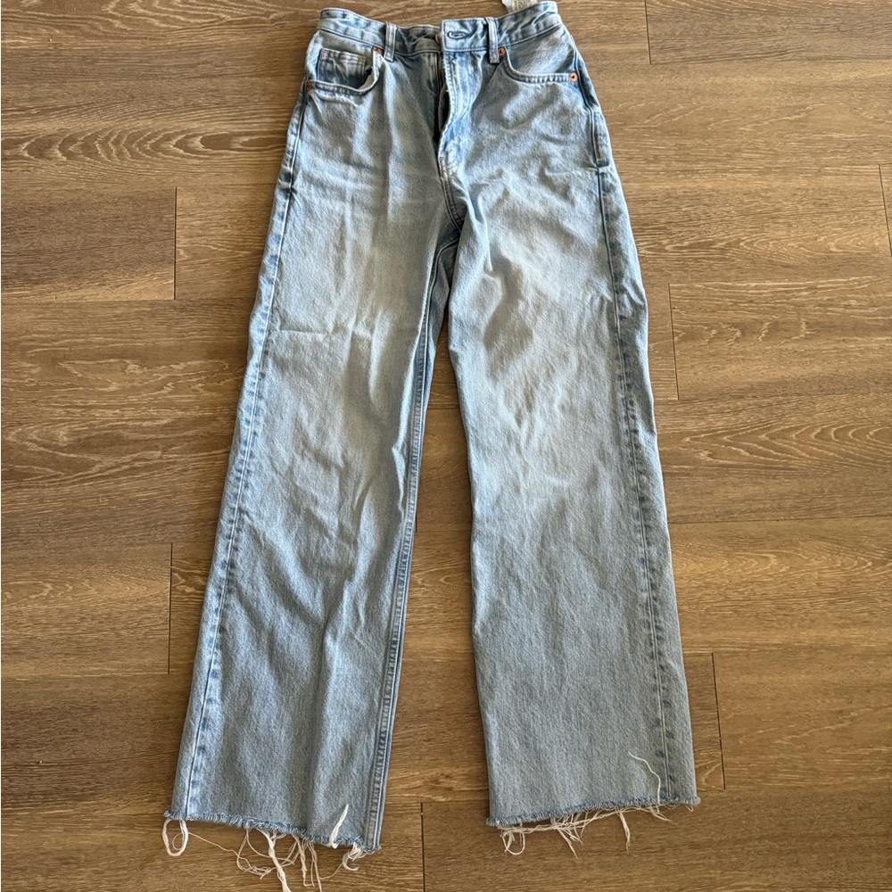 Zara High Waisted Jeans with raw edges